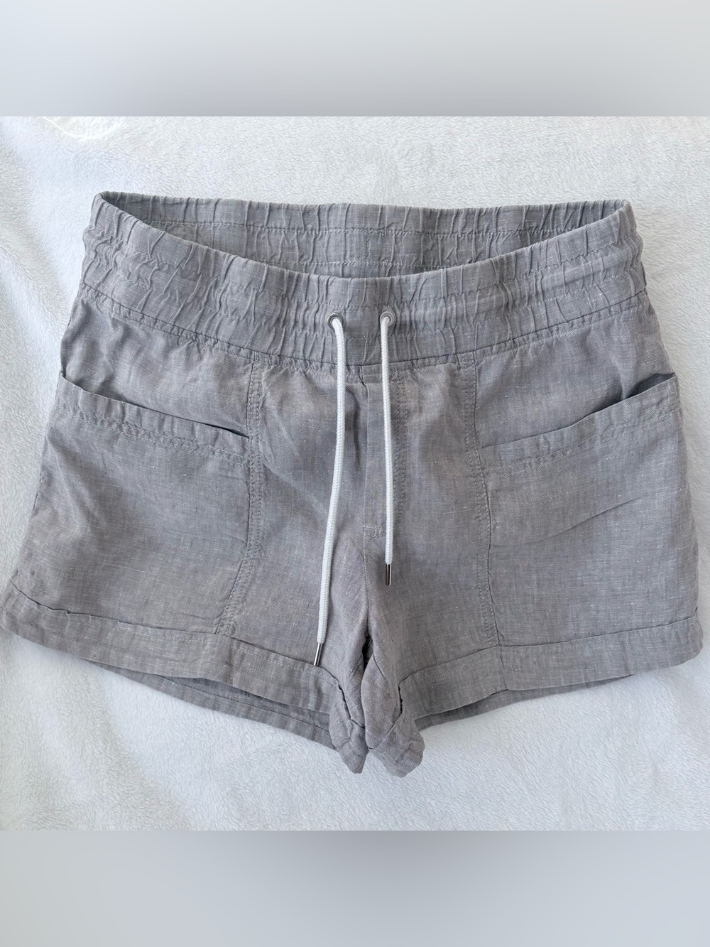Athleta Cabo Linen Shorts- Taupe